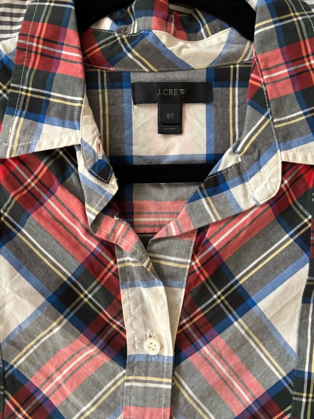 J. Crew Red, Blue and White Plaid Button-Down Shirt